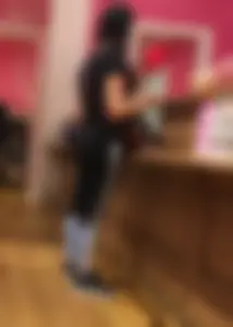 Mature sexy lady in Pink leggings shopping at Pink