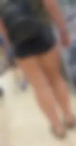 Great chubby legs and booty in black denim shortrs store creepshots collection