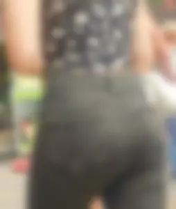 Cute street teen in tight black jeans, hot booty creepshots