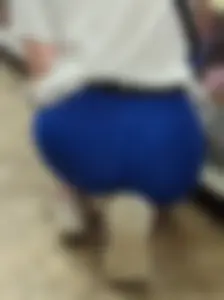 Redhead in tight blue shorts (VPL certified)