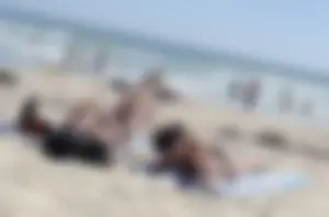 Cute college girls at beach