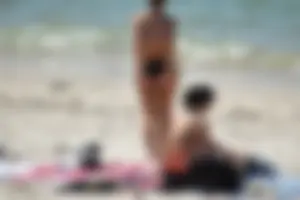 Sexy ass girl with a perfect body in her bikini on the beach