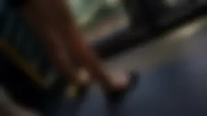 Girl with Long Skinny Legs in Shorts and Flats Bus Creepshot