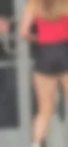 TIGHT WHITE ASS; BLACK SPANDEX SHORTS