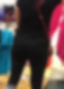 Mature sexy lady in Pink leggings shopping at Pink