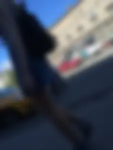 Girl in a Skirt With Sexy Skinny Legs Walking Down a Street Creepshots Collection