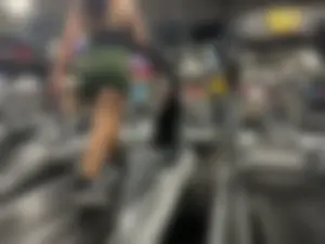 Green shorts big ass walking on treadmill
