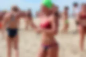 Lifeguard tournament girls on the beach