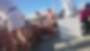 Girl with a nice ass in wet white bikini bottom