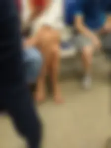 Crossed Legs of a Hot Girl in a Short Skirt And Sandals Subway Train Creepshot
