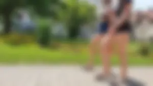 Hot Candid Girls in Shorts And Slippers Walking Down the Suburban Street