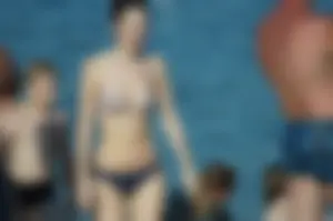 Cute Skinny Girl with Pale Skin in Swimsuit on the Beach Creepshots