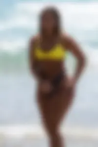 PAWG babe in thong bikini at the beach