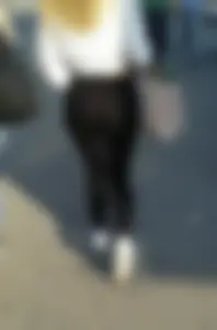 C-thru leggings babe with a red thong underneath