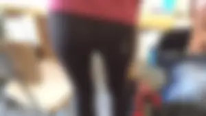 Skinny College Girl's Ass in Leggings Closeup Photos in Class