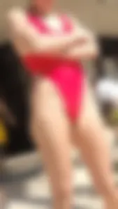 Sexy Euro babe in red bathing suit