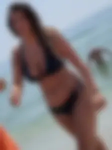 Beach girl with a nice ass and tits in blue bikini