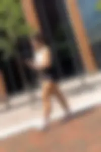 Curly Campus Brunette with amazing Bubble Butt in Tight Shorts (oc)