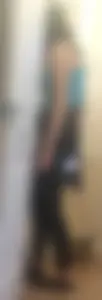 Skinny Candid Girl in a Blue Top And Leggings Home Photos