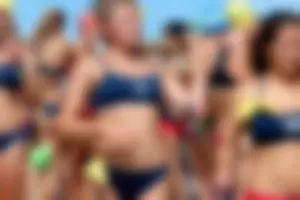 Lifeguard tournament girls on the beach