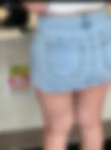 Sexy white girl in mini skirt beautiful legs