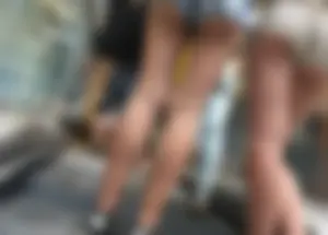 Booties in Mini Shorts on a Mall Escalator Creepshot From Low Angle