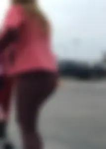Target milf with a decent ass in maroon leggings