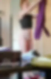 Candid girfriend in a top and panties on home creepshot