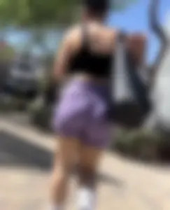 Latina jiggling in purple shorts after yoga (OC)
