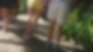 Milf in yellow shorts with vpl and a wedgie