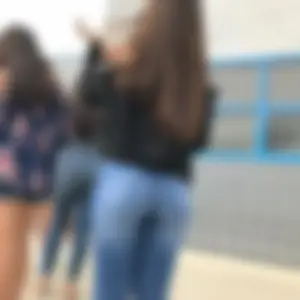 Hot college candid teen in tight blue jeans street creepshots