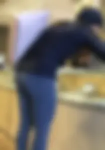 Brunette jewelry shopping in leggings with a nice ass