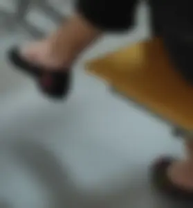 Teen College Student's Feet in Colorful Flats And Socks Closeups in Various Classrooms