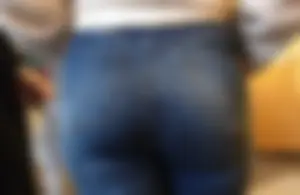 Big tight ass in tight jeans of a blond girl
