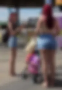 Lil cheeky latina in short shorts and sister with pokies!