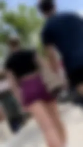 Tight Fit Blonde with Incredible Bubble Butt in Magenta Aurola Shorts