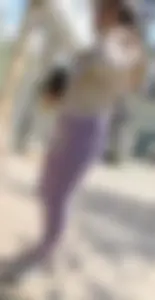 Cute teen in lilac leggings
