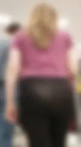 Amazing MILF See Through Visible Thong in Black Leggings Shopping with Husband