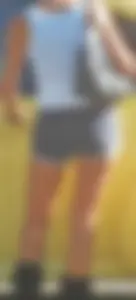 Skinny babe going to her car in little cotton shorts