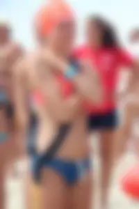 Lifeguard tournament girls on the beach