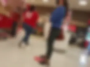 Sweet Booty And Chubby Legs in Leggings - Store Creepshot of a Masked Girl