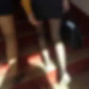 College Girl in Black Pantyhose Walking Up the Stars