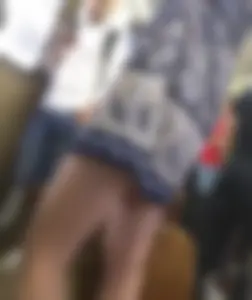 Hot Legs Closeup - Girl in a Colorful Summer Dress Subway Train Creepshot