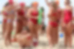 Lifeguard tournament girls on the beach