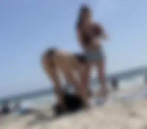 Cute college girls at beach