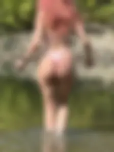 BIG ASS BIKINI girl with cellulite juicy ass eating and pink hairs