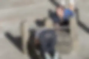 Blonde with see through leggings and no panties exercising in public in London