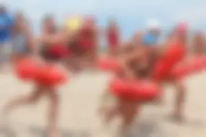 Lifeguard tournament girls on the beach