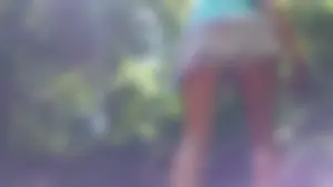Latina girlfriend hiking in skorts with reverse camel toe