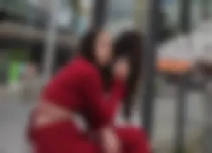 Hot minx in a slutty red outfit